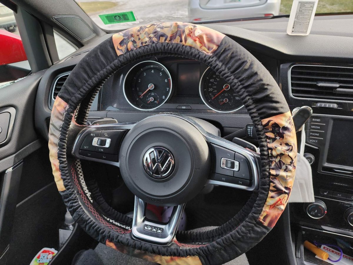 Custom Personalized Steering Wheel Cover with Name Text and Logo Design in Australia